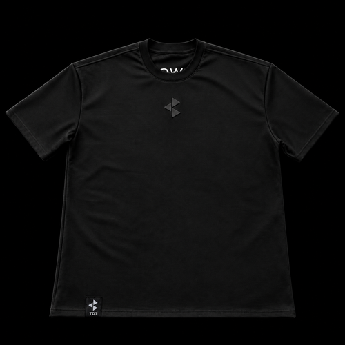 TD1WORLD Engineered Winter Tee in Murdered Out Black, front, tonal embroidered logo